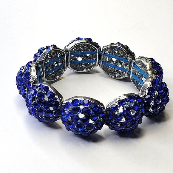 Blue Crystal Rhinestone Bracelet - Picture 1 of 9